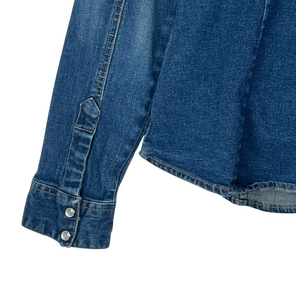 Periscope PS 3983 Women’s Western Style Stretch Denim Shirt w/ Pearl Snaps Sz Lg - Picture 5 of 9